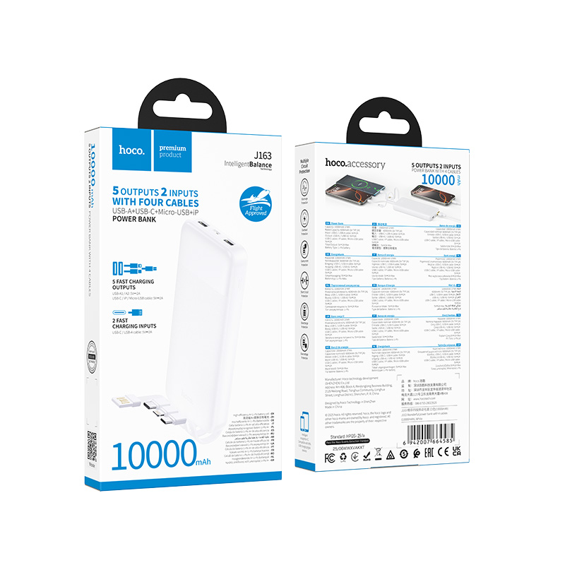Power Bank 10000mAh with 4 Built-in Cables (J163) - Image 11