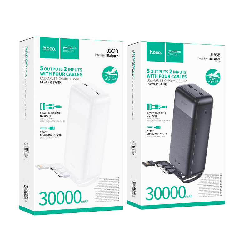 Power Bank 30000mAh with 4 Built in Cables (J163B) - Image 3