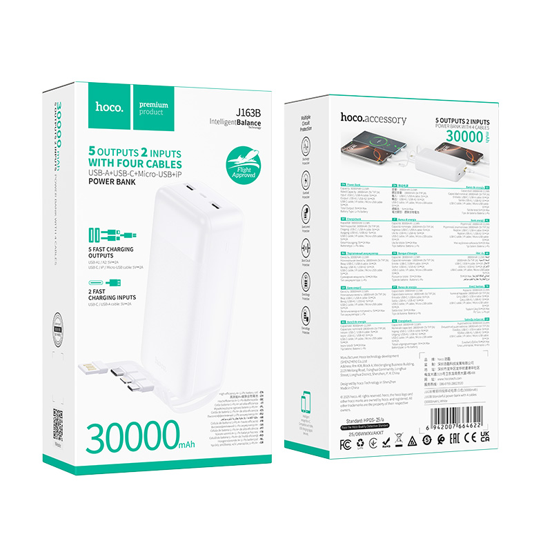 Power Bank 30000mAh with 4 Built in Cables (J163B) - Image 11