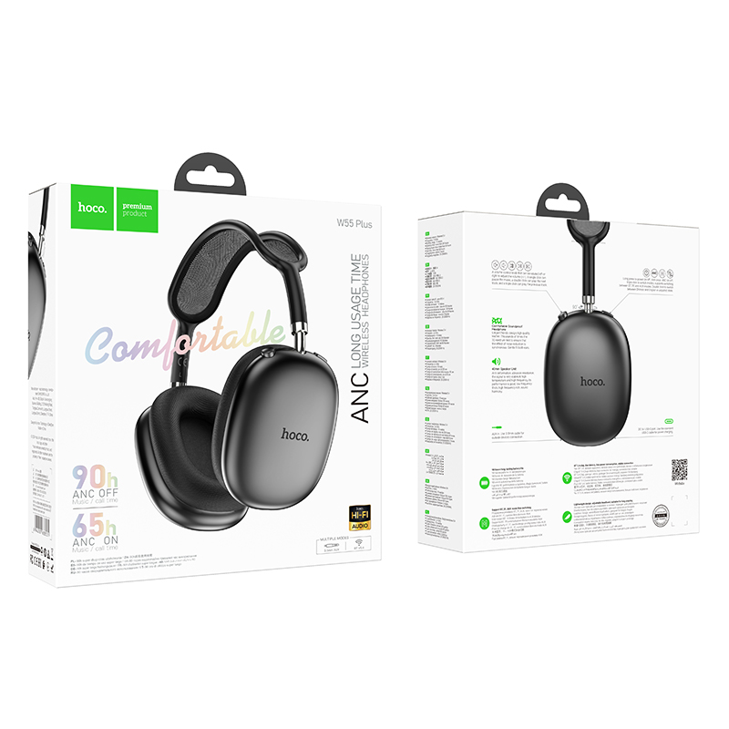 Plus Happiness ANC Noise Reduction Bluetooth Headphones (W55 Plus) - Image 2
