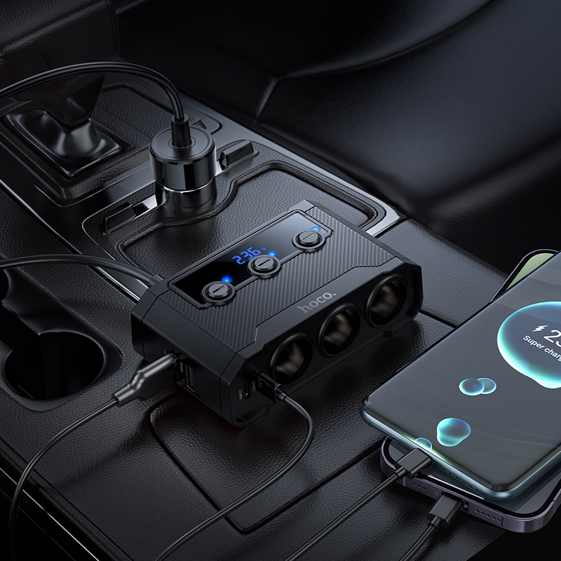 Hoco 240W Cigarette Lighter X3 Dual USB-A and Dual USB-C Car Charger Z64