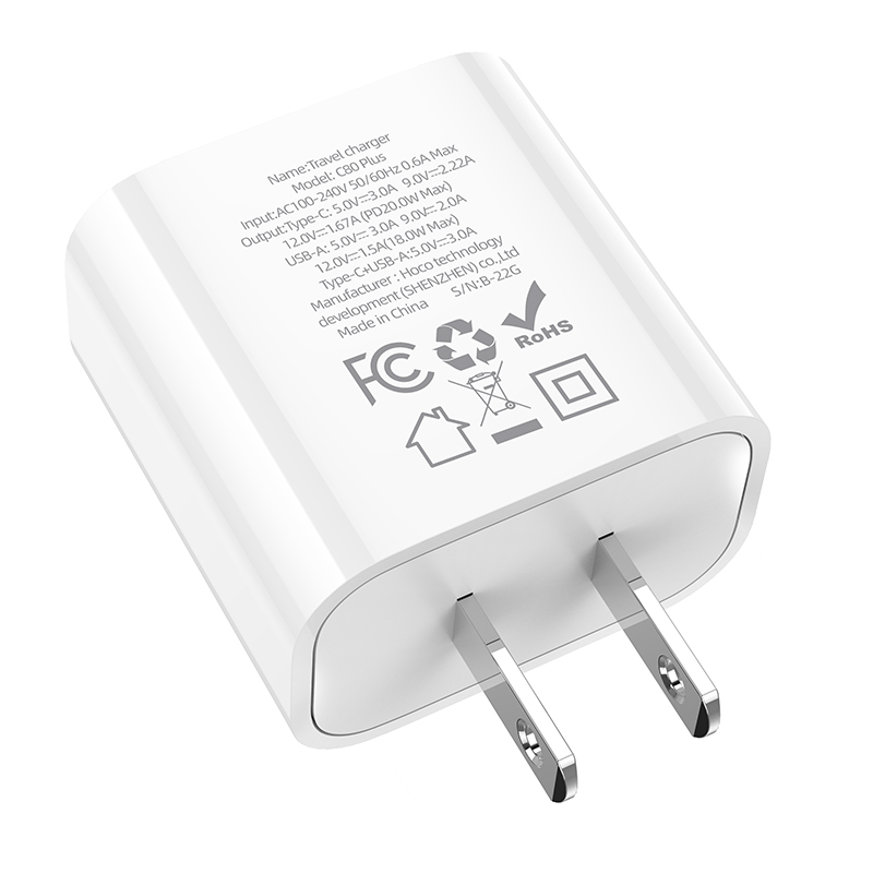 C80 Plus Rapido PD20W QC3.0 charger HOCO White View 6