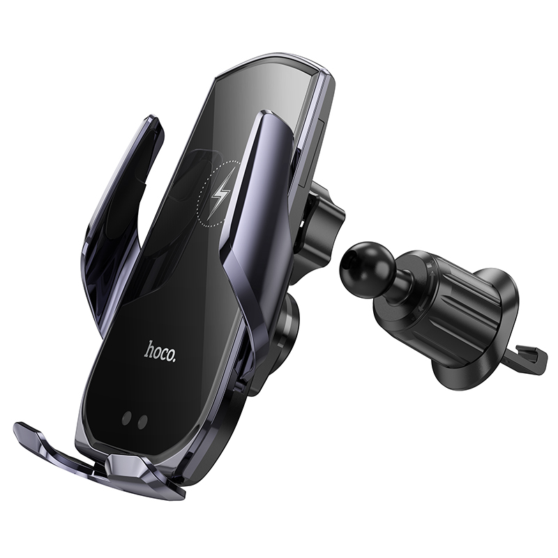 CA202 Plus Enlightener wireless charging car holder HOCO Black Metal Gray View 4