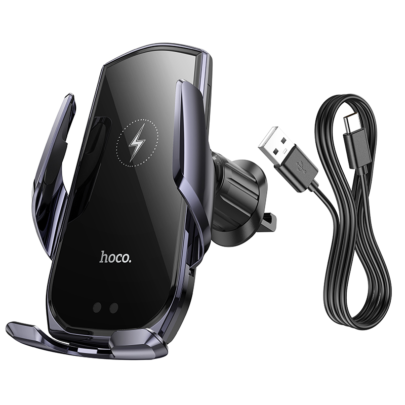 CA202 Plus Enlightener wireless charging car holder HOCO Black Metal Gray View 6