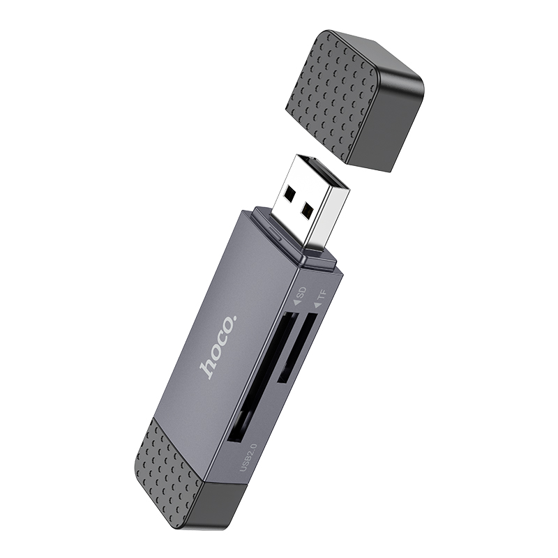 HB45 Spirit 2-in-1 USB Type-C 2.0 card reader HOCO Metal Gray View 4
