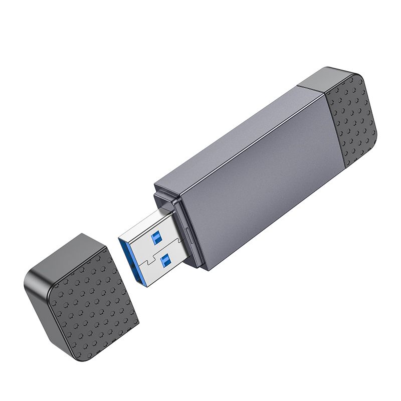 HB45 Spirit 2-in-1 USB Type-C 2.0 card reader HOCO Metal Gray View 6