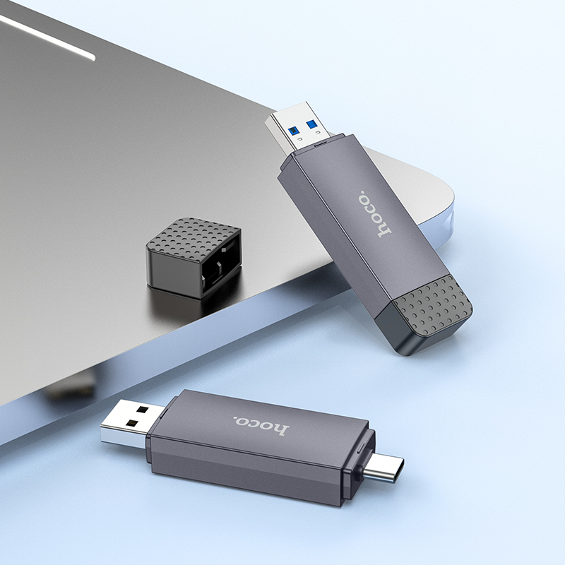 HB45 Spirit 2-in-1 USB Type-C 2.0 card reader HOCO Metal Gray View 7