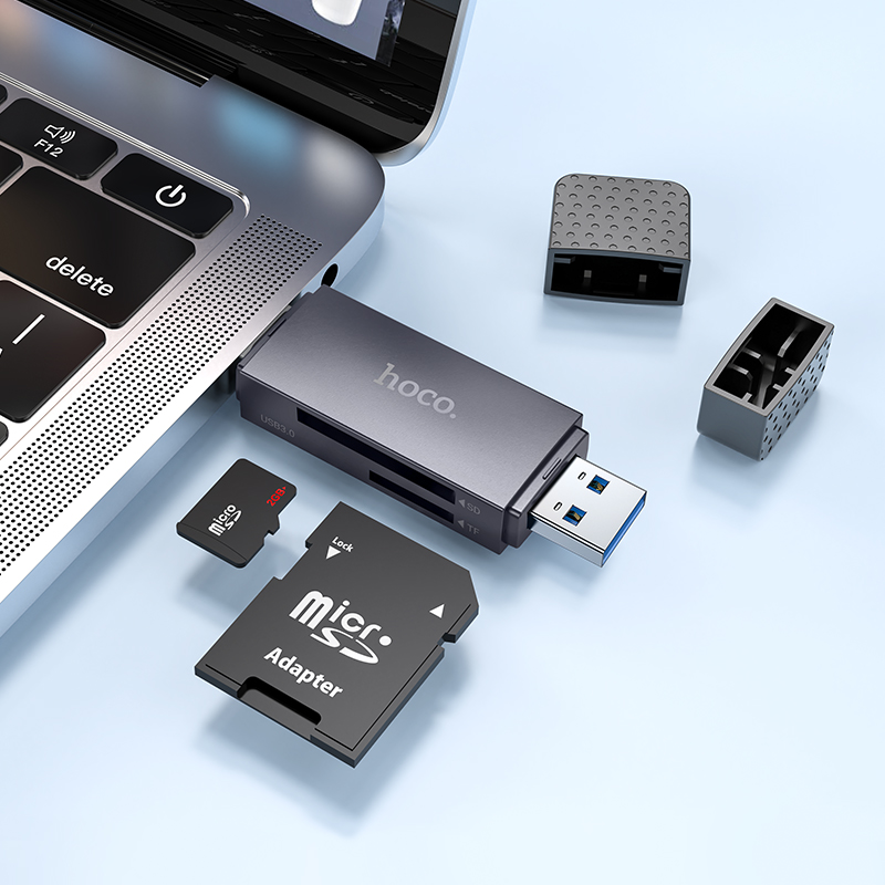HB45 Spirit 2-in-1 USB Type-C 2.0 card reader HOCO Metal Gray View 8