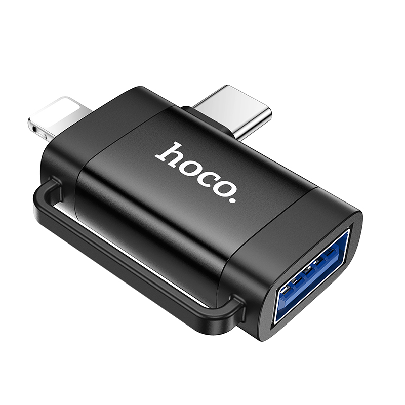 UA31F iP male Type-C male to USB female OTG 2-in-1 adapter HOCO Black View 5