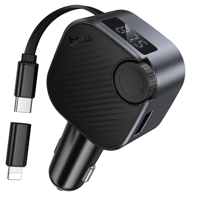 E167 Hero 45W (1A1C) car BT FM transmitter with retractable Type-C cable – View 3